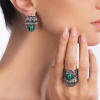 Jewelry Set with sterling silver 925 & natural malachite