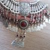 Silver Plated Drop Coin Anahit Necklace, Armenian Necklace, Armenian Necklace with Pomegranate Seeds Stones