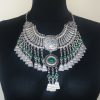 Silver Plated Drop Coin Anahit Necklace, Armenian Necklace, Armenian Necklace with Chrysolite Stones