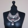 Silver Plated Drop Coin Anahit Necklace, Armenian Necklace, Armenian Necklace with Pomegranate Seeds Stones