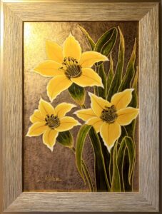 ” Yellow lilies on the gold”