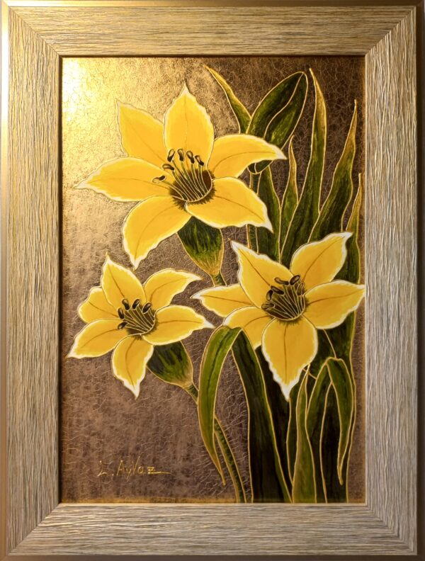 " Yellow lilies on the gold"