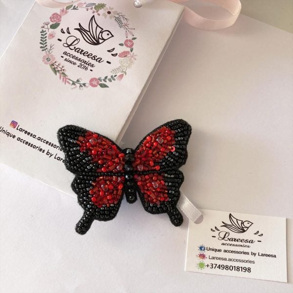 Brooch Red Butterfly