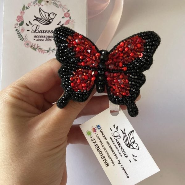 Brooch Red Butterfly