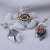 Sterling silver Jewelry Set and natural coral