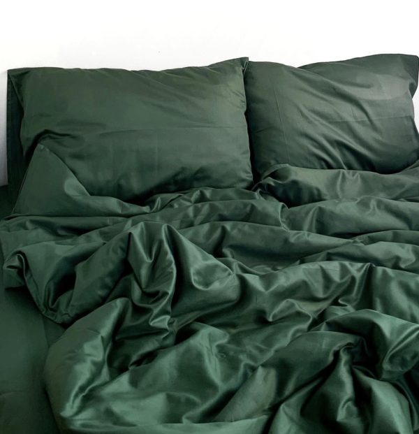 Bedding set twin satin / dark green