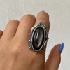 Sterling silver Ring with natural black obsidian