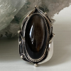 Sterling silver Ring with natural black obsidian