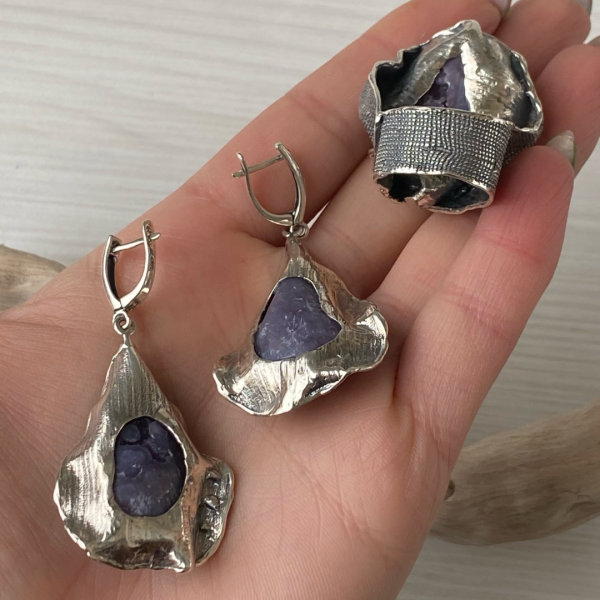 Agate Silver Jewelry Set