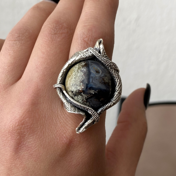 Agate Silver Ring