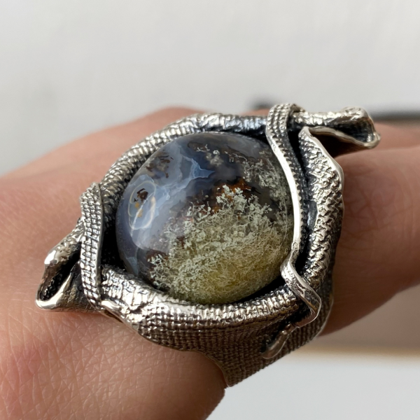 Agate Silver Ring