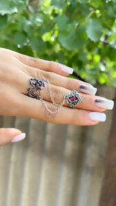 Sterling silver 925 Armenian pomegranate double ring