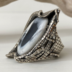 Sterling Silver Ring with natural Agate