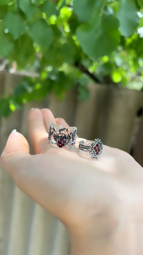 Silver Pomegranate Double Ring