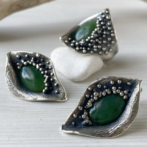Armenian sterling silver jewelry with jade stone