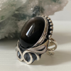 Natural Obsidian & Sterling silver Ring