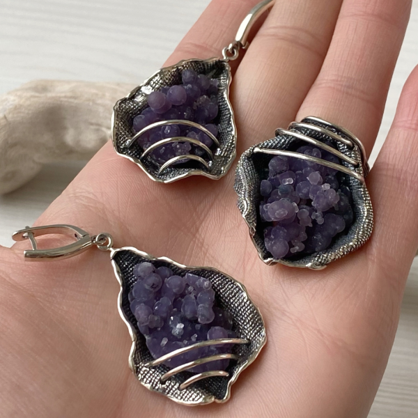 Agate Silver Jewelry Set