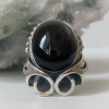 Natural Obsidian & Sterling silver Ring