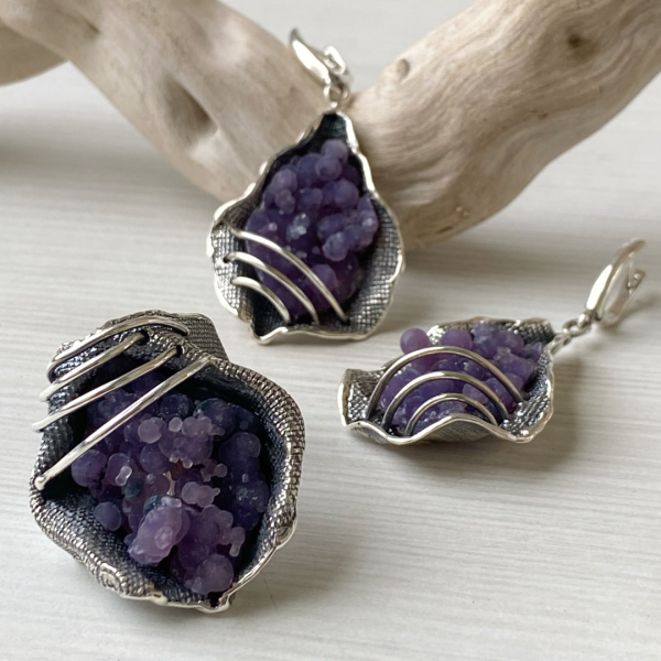 Agate Silver Jewelry Set