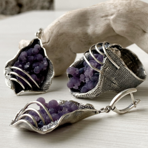 Armenian sterling silver Jewelry with grape agate