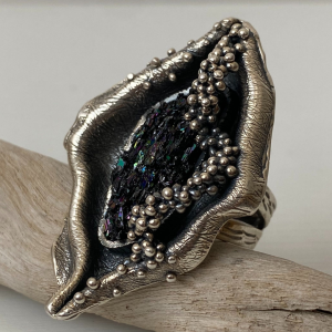 Sterling Silver RIng with black carborundum