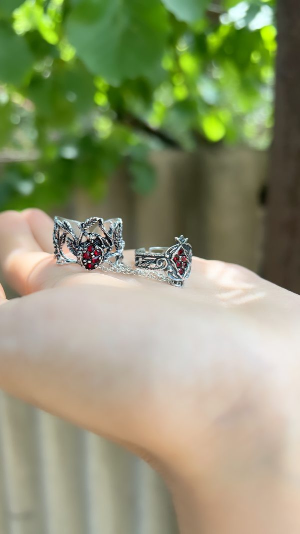 Silver Pomegranate Double Ring