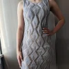 Handmade Crochet Silver Silk Dress