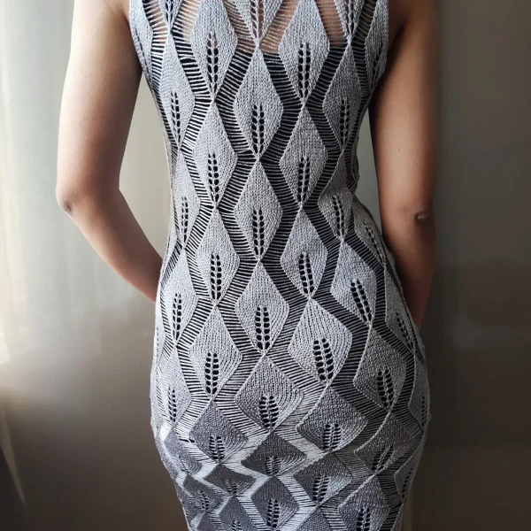 Handmade Crochet Silver Silk Dress