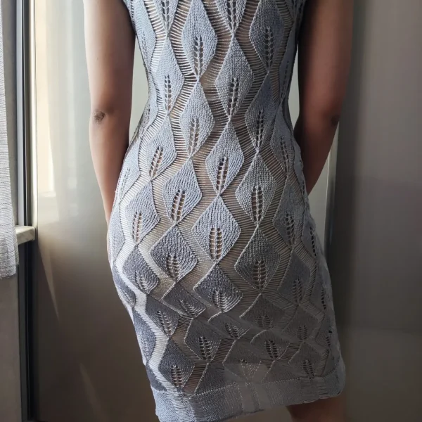 Handmade Crochet Silver Silk Dress