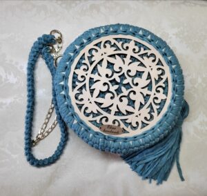 Summer crochet bag, Circle bag, Handmade bag, Wooden bag