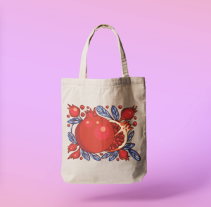 Armenian tote bag with pomegranate printing
