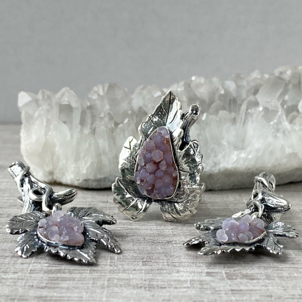 Chalcedony and Sterling Silver Jewelry Set