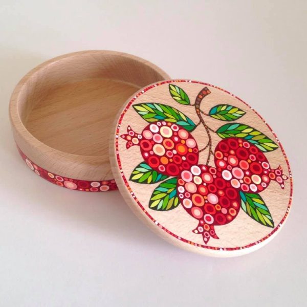 Wooden jewelry box "Three Pomegranates"