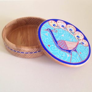 Wooden jewelry box “Peacock”