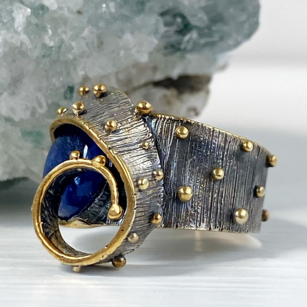 Kyanite Silver & Gilding Ring