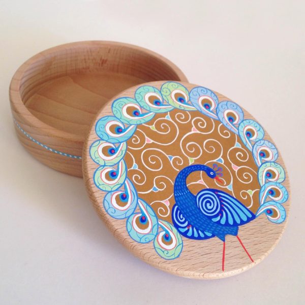Wooden jewelry box "The Peacock"