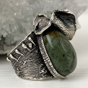 Green agate gemstone | Sterling silver ring | Shahinian jewelry