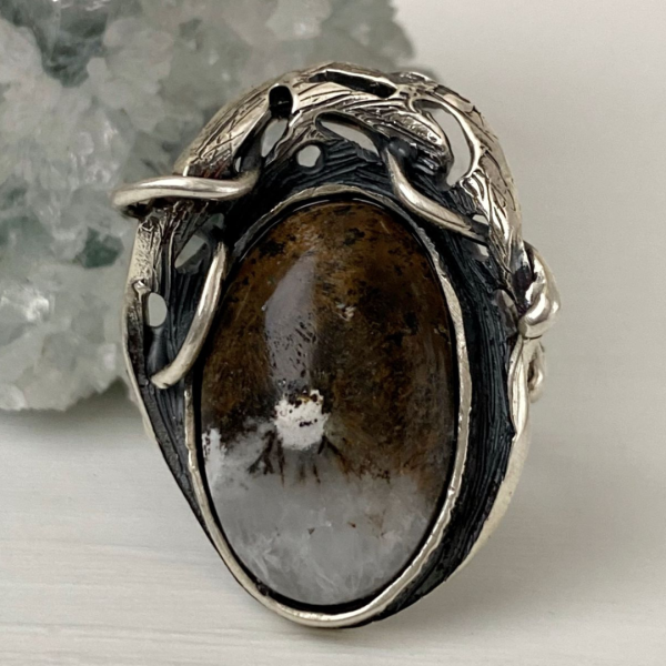 Brown Agate Silver Ring