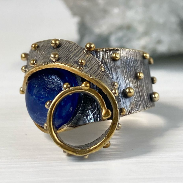 Kyanite Silver & Gilding Ring