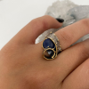Exclusive ring | Natural kyanite | Sterling silver & gilding | Handmade jewelry