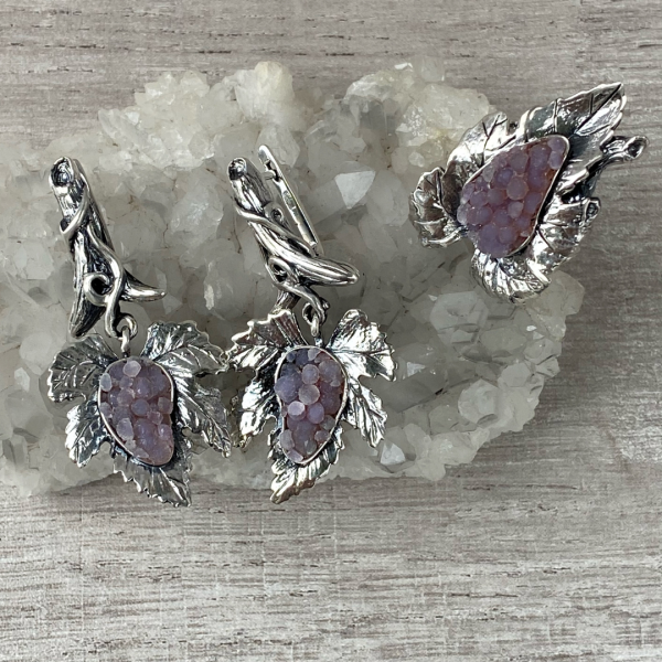 Chalcedony and Sterling Silver Jewelry Set