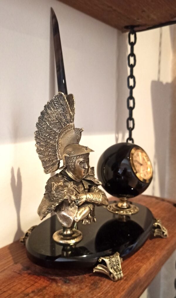 Pen Set With Bronze Roman Cavalry Officer And Obsidian Watch