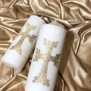 Set of 2 – Armenian Gold Painted Candles