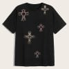 T-Shirt With Jewelled Crosses