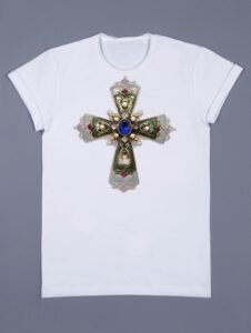T-SHIRT WITH JEWELLED CROSSES