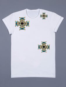 T-SHIRT WITH JEWELLED CROSSES