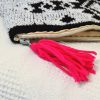 Black and White Casual Chic Crochet Pouch with Pink Tassel