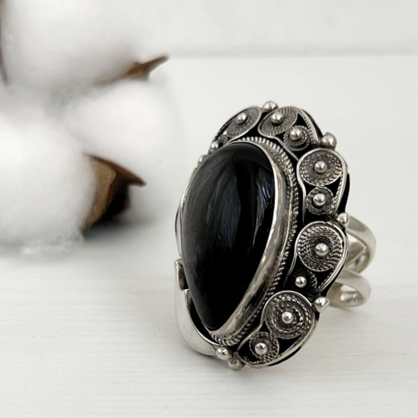 Obsidian Silver Ring