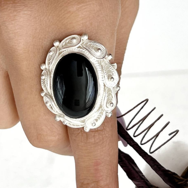 "Venus" Obsidian Silver Ring