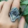 Pyrite & Carborundum Silver Ring